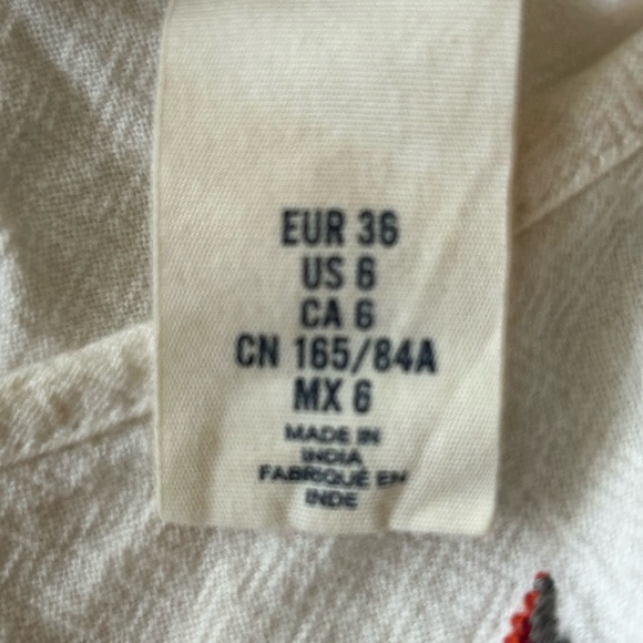 LOGG H&M pink floral embroidered ivory cotton top Peasant Size 6 - Picture 6 of 8